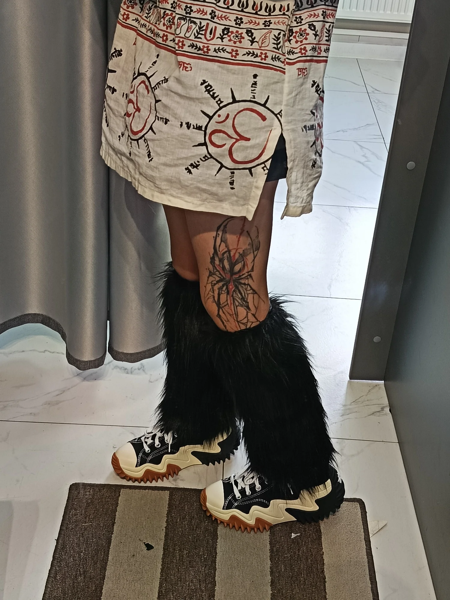 White Glitter Faux Mink Leg Warmers