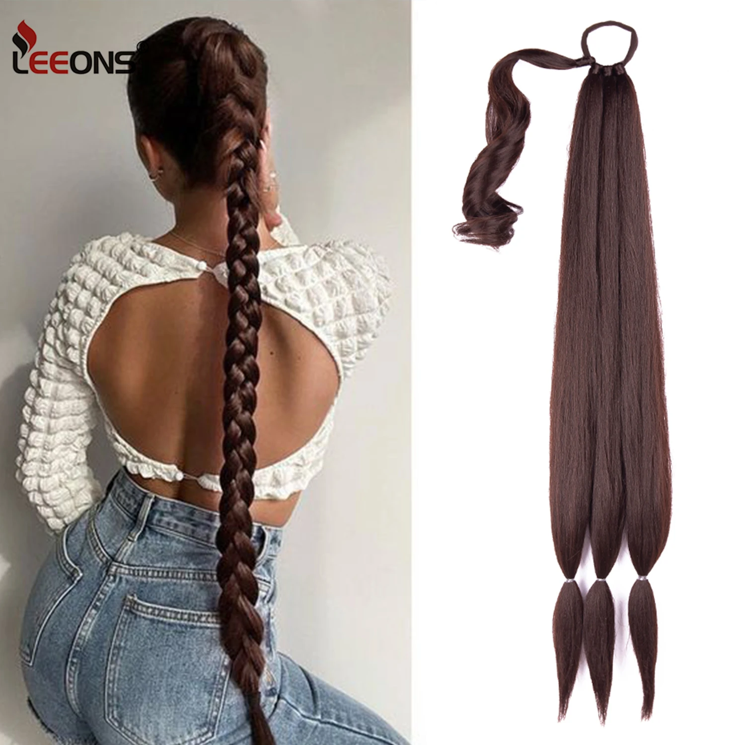 Straight Hair Braid Extension Long Ponytail Hair Extension