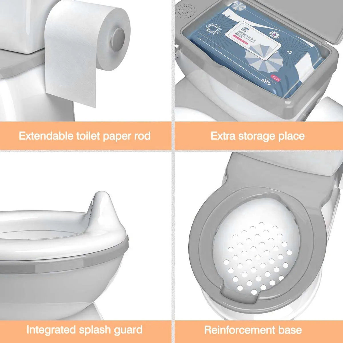 Baby Potty Toilet Seat Realistic Potty Training Seat for Toddlers Boys Girls With  Wipe Storage Music Playing Function 6