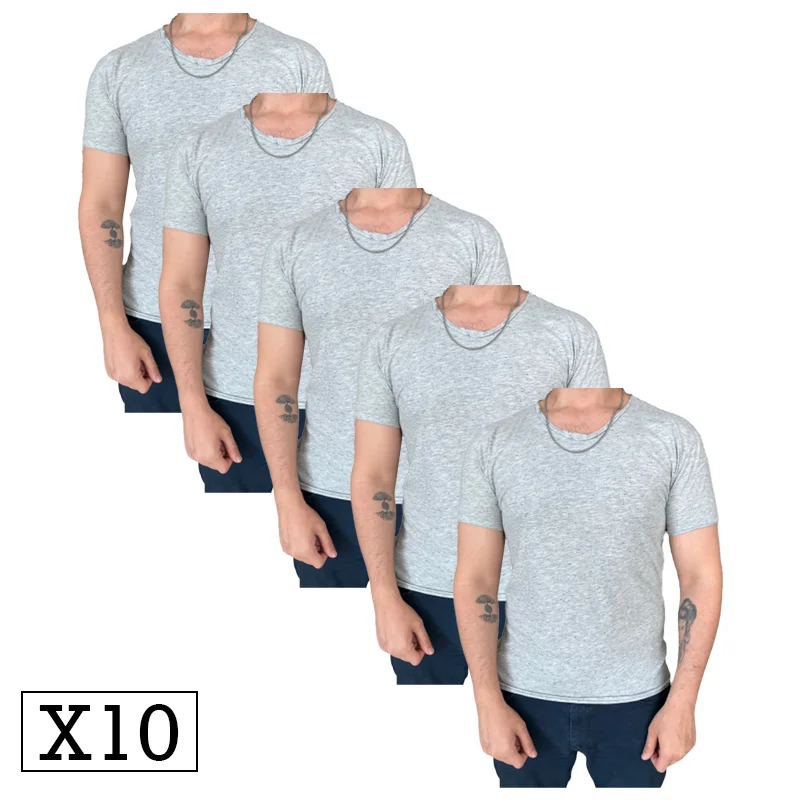 

Men's Gray V-Neck Cotton Tshirt Set of 10