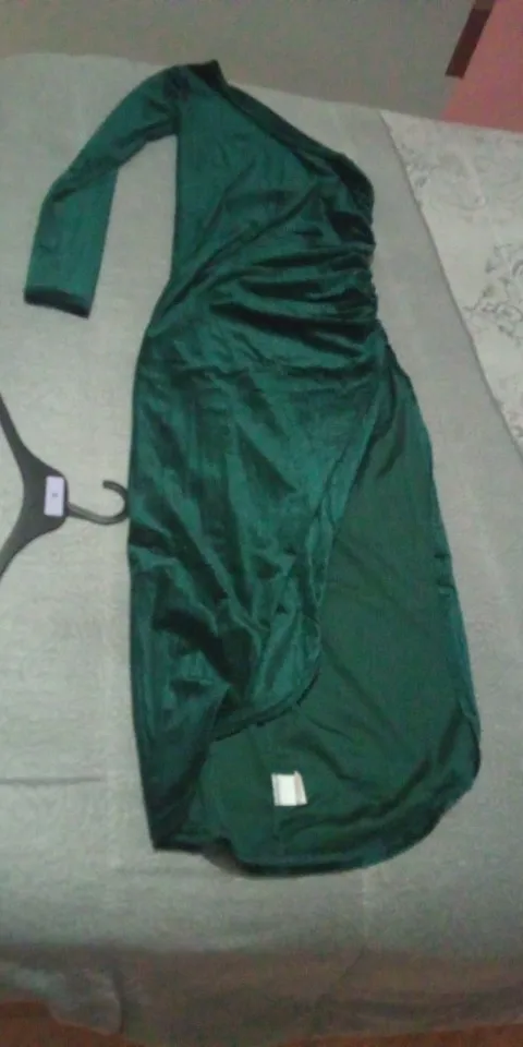 Women Elegant Long Sleeve Party Evening Velvet Bodycon Split Pencil Midi Dress Spring Autumn Clothes photo review