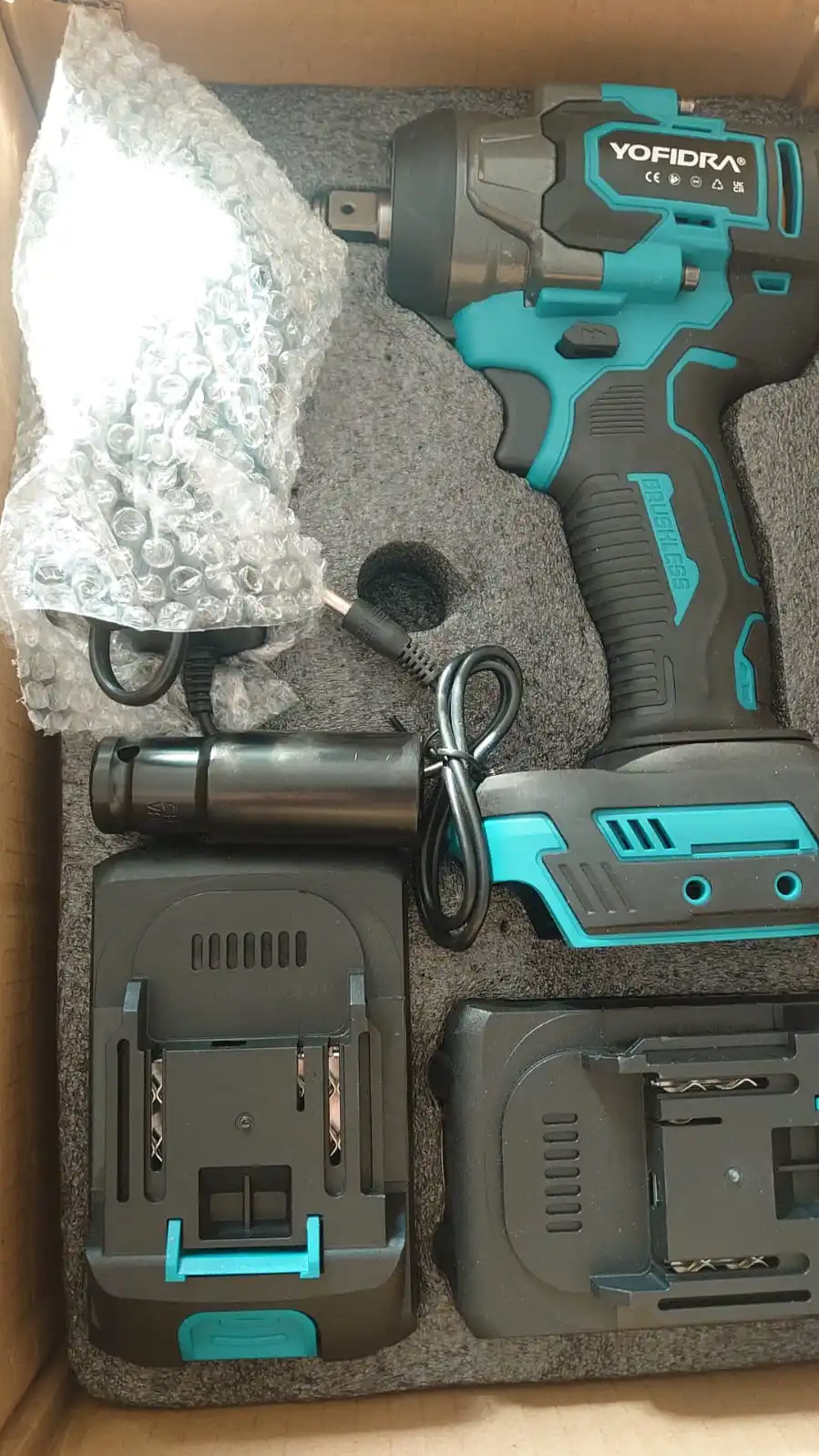 YOFIDRA Brushless 1200N.M Torque Electric Impact Wrench Cordless Electric Screwdriver Power Tools For Makita 18V Battery Pin photo review