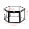 1PC 8*7*4.5cm Tranpartent Geometrical Glass Jewelry Box Hinged Top Lid  with Metal Chain Jewelry Organize Holder Ring Box 6