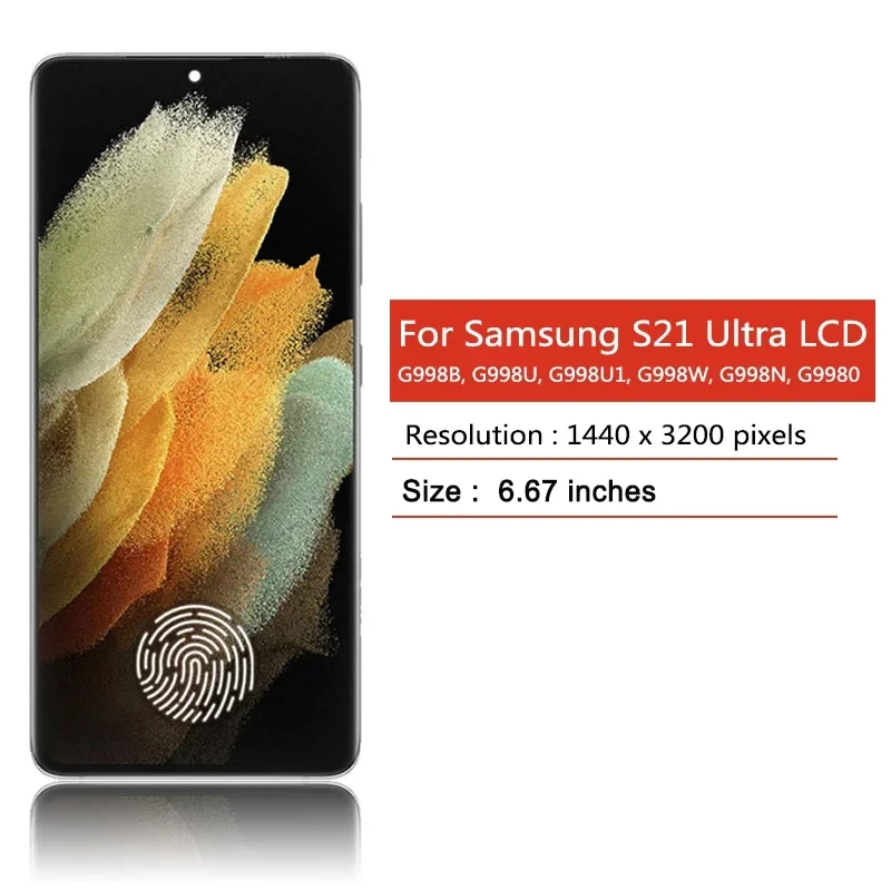 Écran OLED + Châssis Phantom Black Pour Galaxy S21 Ultra 5G G998 – Neuf