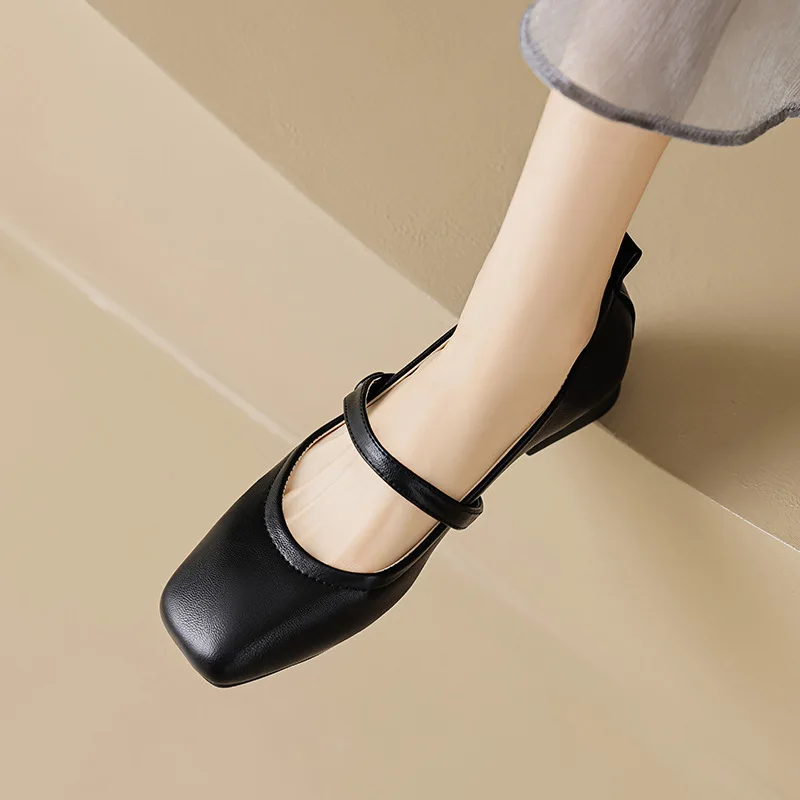 2023 spring and autumn women's low heels Korean style party and work wear Mary Jane Black Flats Ladies' casual boat shoes 41-43 4