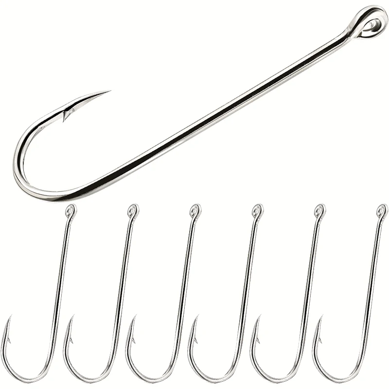 Aberdeen fishing hooks with holes, loose bulk long handle fishing hooks,  extended straight handle hooks, fishing gear supplies