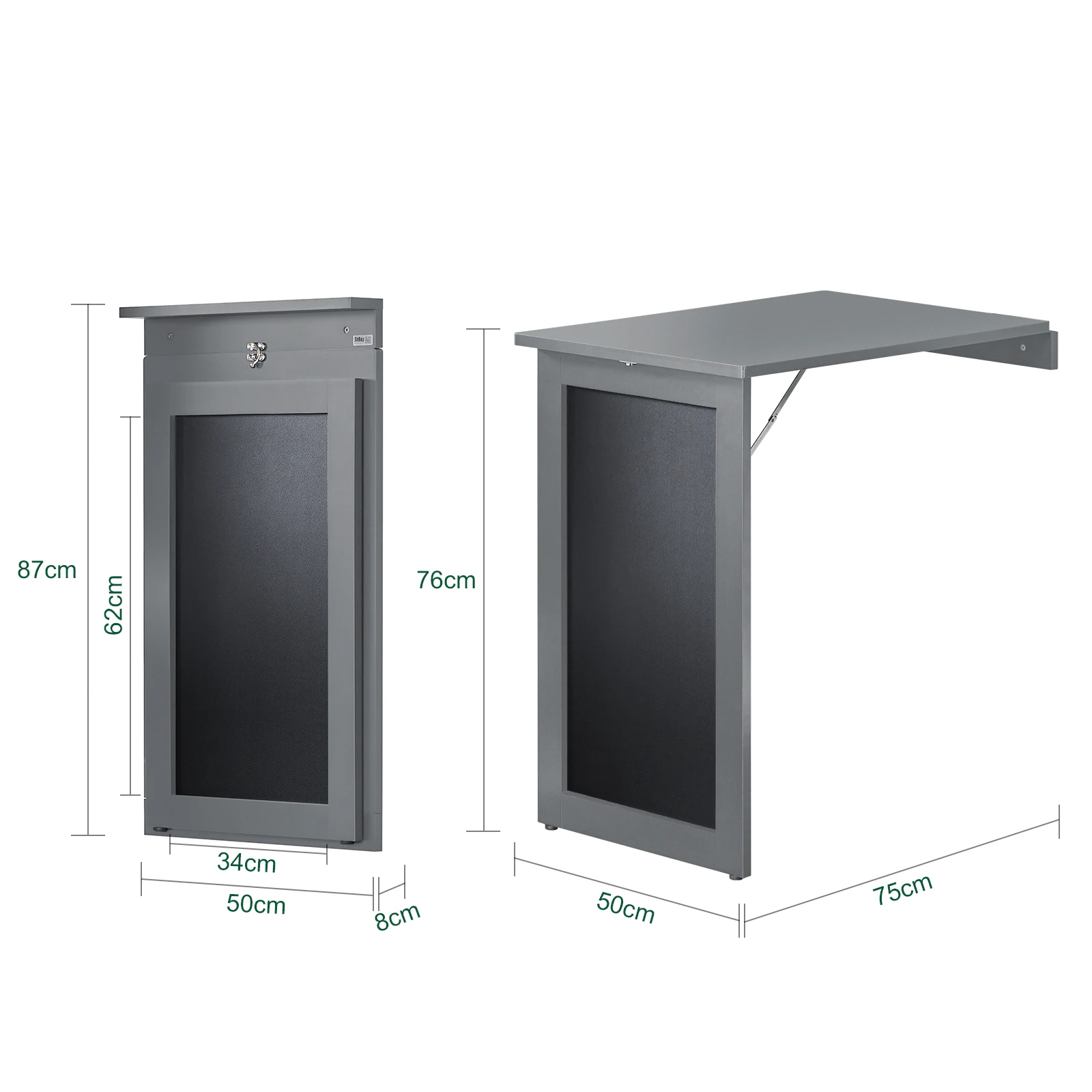 SoBuy FWT20 Wandklapptisch mit Drop-Leaf Klappbarer Esstisch mit Memo-Board Platzsparender für Küche, Büro und kleine Räume – Detail 1