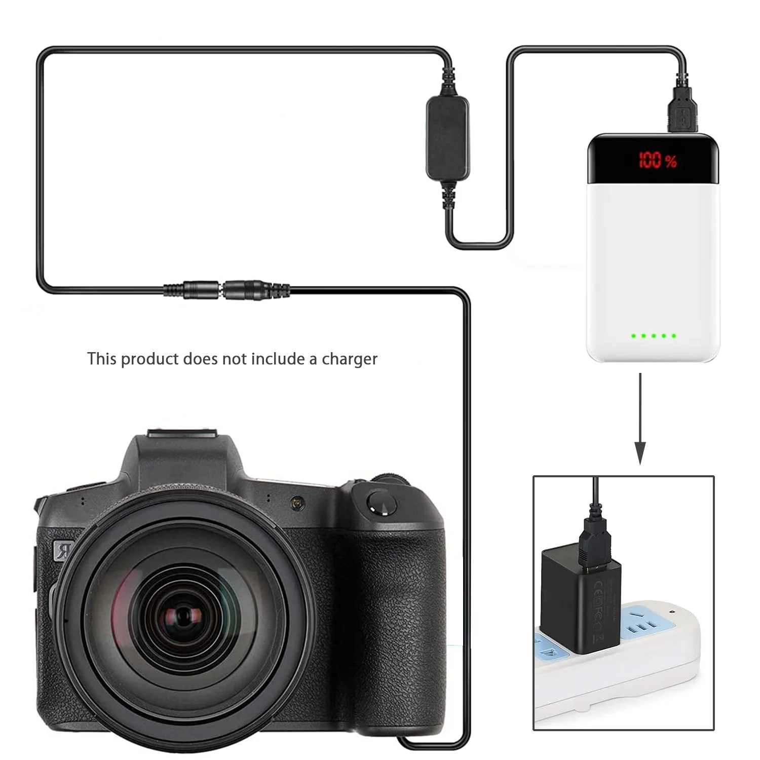 KUTOU Charger DR-E18 Dummy Battery USB Power Cable Kit Replacement ACK-E18 AC Adapter For Canon Rebel T7i SL2 EOS 200D 750D