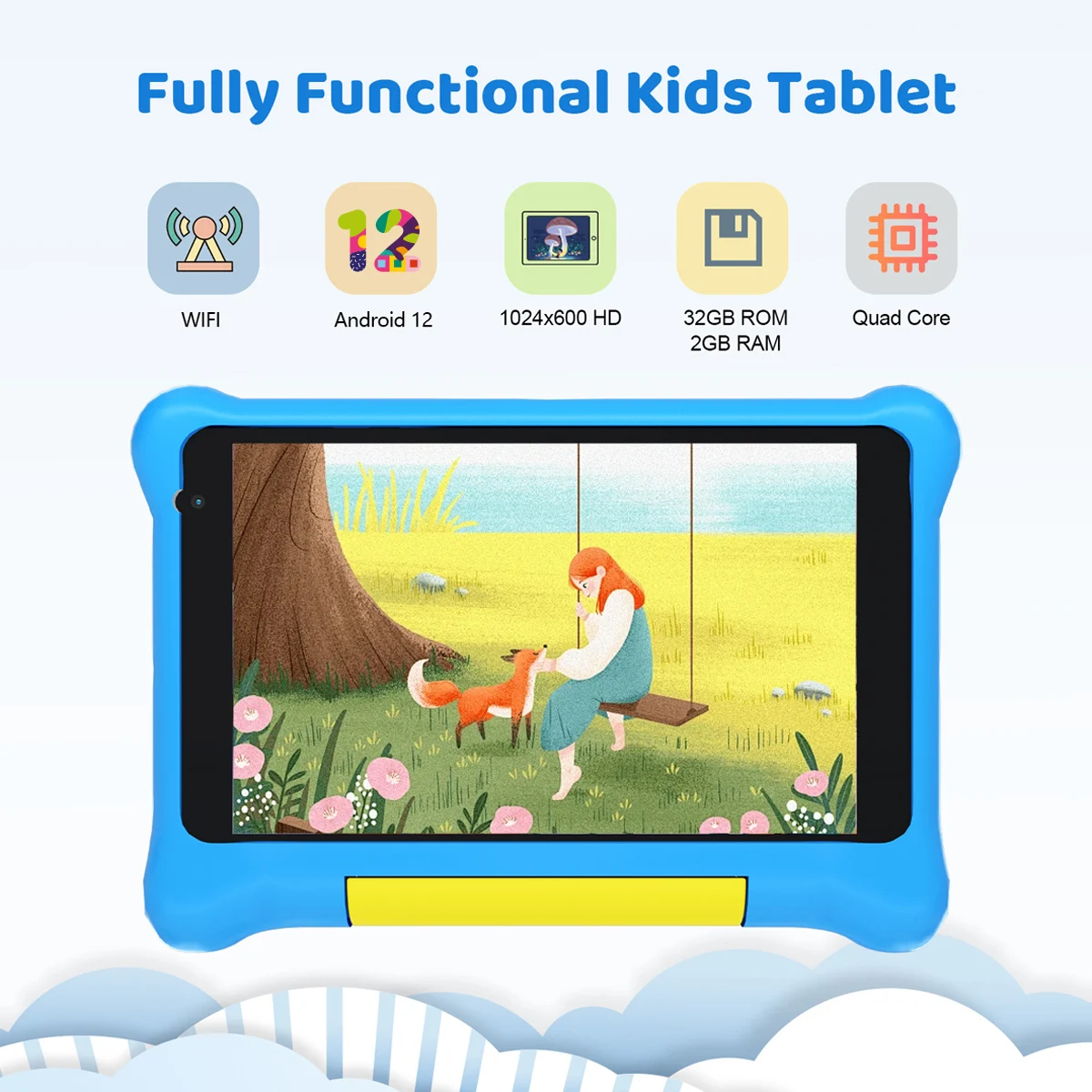 TK707 Kid Tablet 7 inch Android 13 Quad Core 5GB RAM 32GB ROM 128GB Expand WiFi Bluetooth Children's Gift Kids Software Game Pad 6