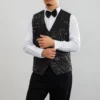 New Design Men Sequins Pattern Glitter Embellished V-neck Blazer Vest Male Evening Party Suits Plus Size hot 5