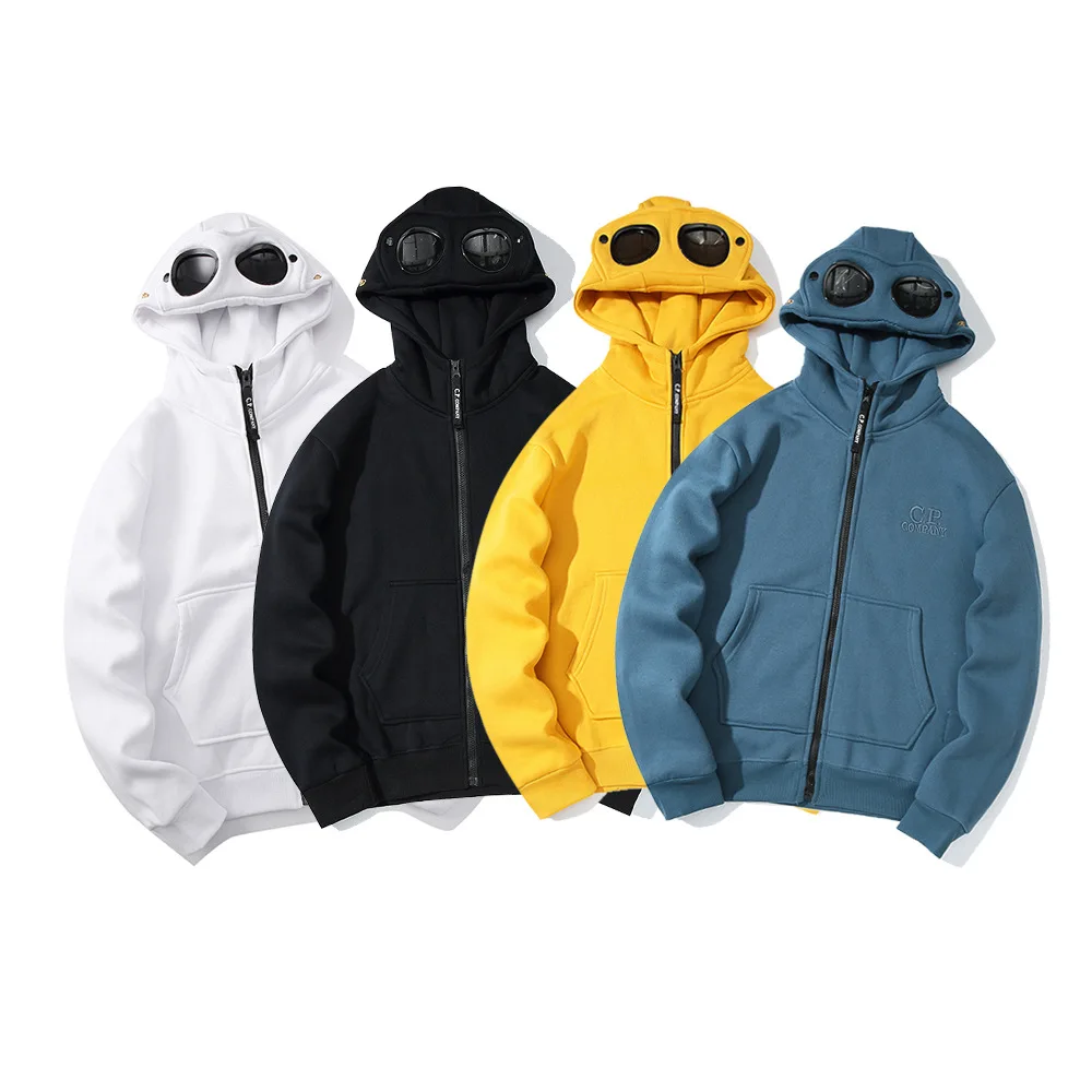 

2023 Autumn Winter Hoodies for Men Women Fashion Brand Round Lens Style Zipper Casual Fleece Sweatshirts Black Blue Sudaderas