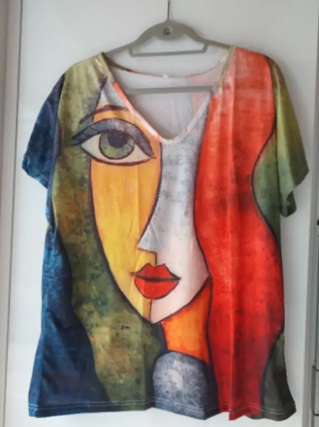 Women's V Neck Casual Oversize T-shirt photo review