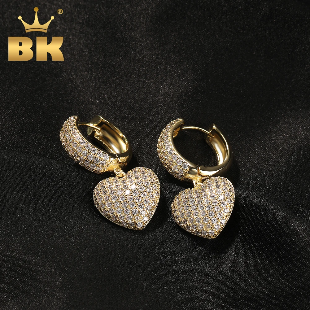 

THE BLING KING Crystal Heart Drop Earrings Iced Out Cubic Zirconia Statement Earring Delicate Jewelry For Women Love Gifts