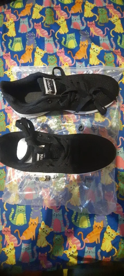 Zapatos informales para mujer, zapatos planos de malla transpirables a la moda, calzado blanco para mujer photo review