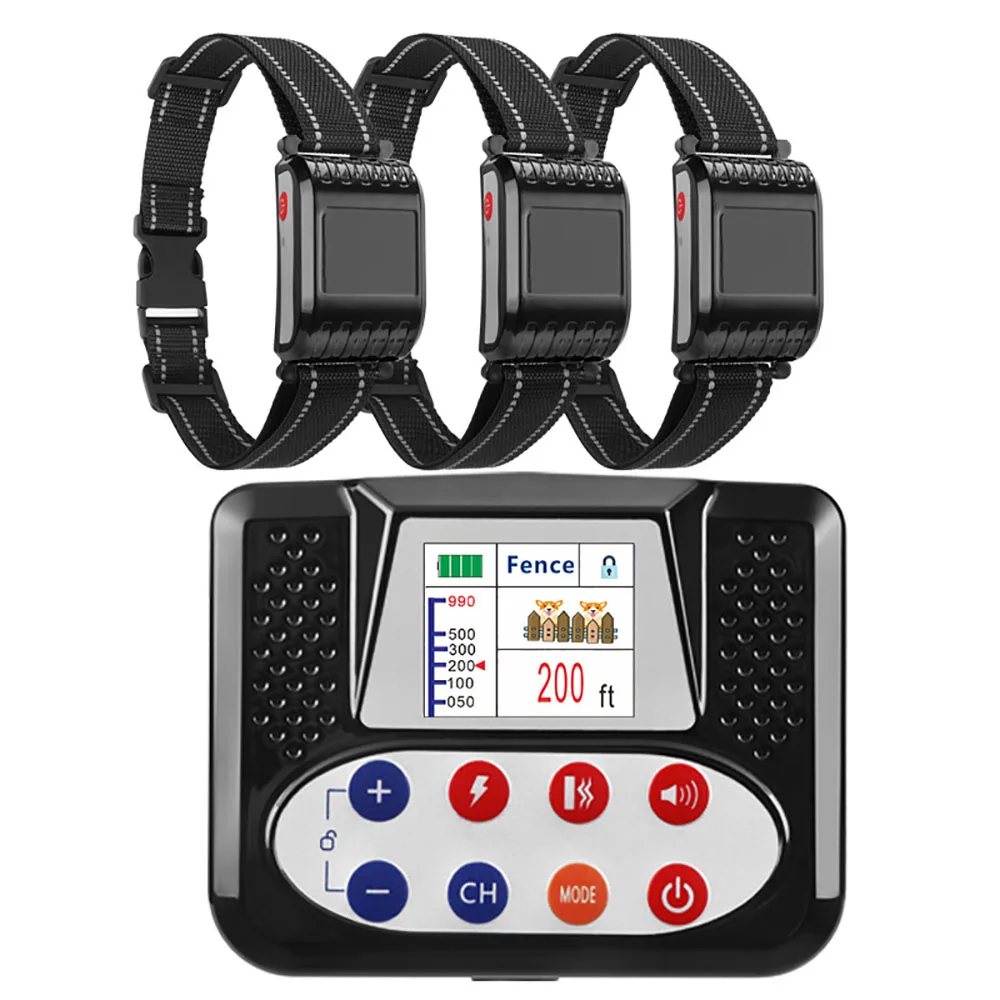 Pet Wireless Electronic Fence Smart Dog Training Device Anti-Lost And Anti-Barking Electric Shock Collar Color Screen Two-In-On pet dog training collar dog bark stopper