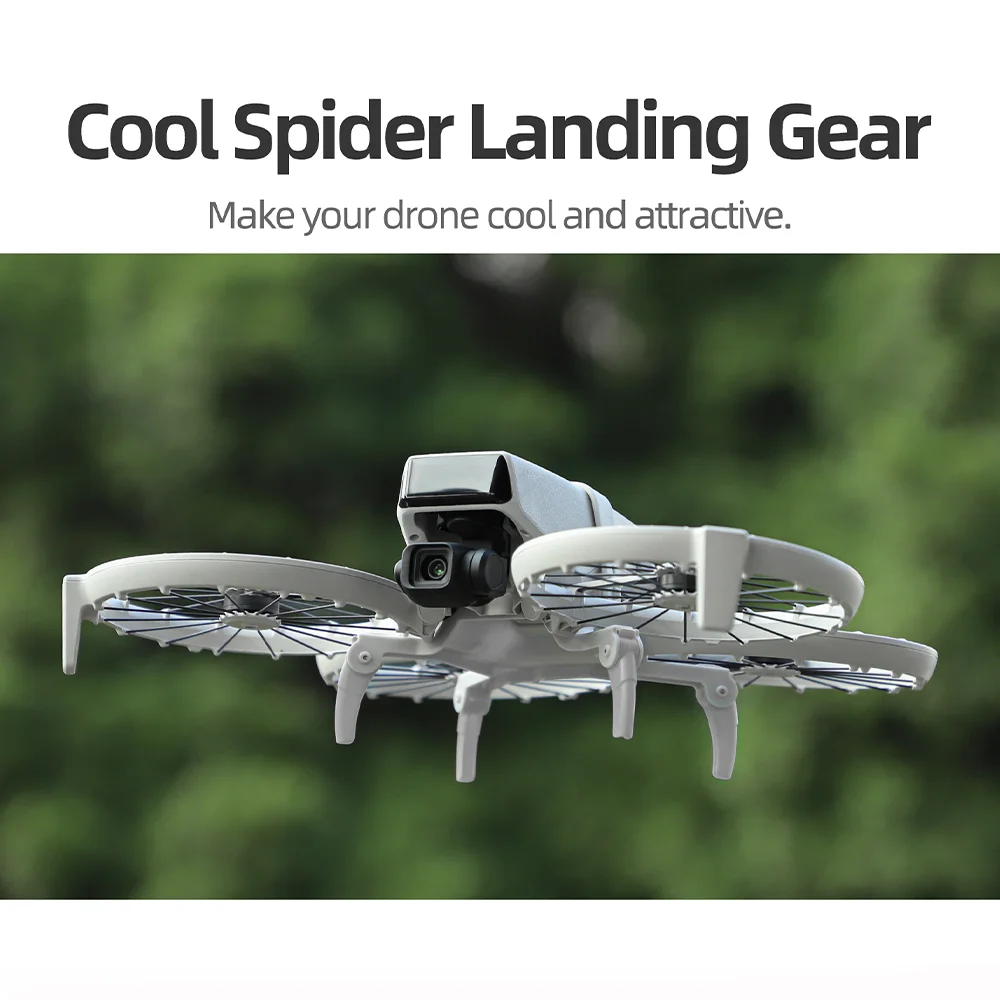 Installation du train d'atterrissage Spider pliable pour DJI FLIP, assurant protection et stabilité lors des décollages et atterrissages.