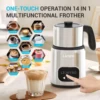 Electric Milk Frother, 14-in-1 Milk Frother and Steamer, Dual Cups (20.3oz & 13.5oz), Automatic Foam Maker & Milk Warmer 2