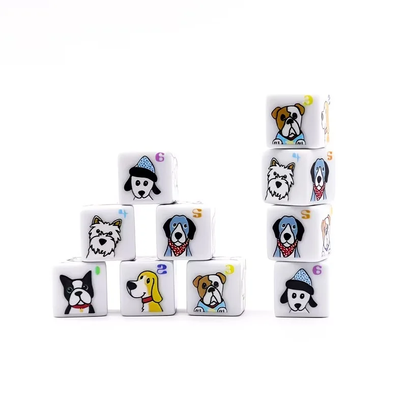 Dog D6 다이스 세트, 보드 게임, 롤플레잉 게임, 던전 앤 드래곤 등에 적합합니다.
