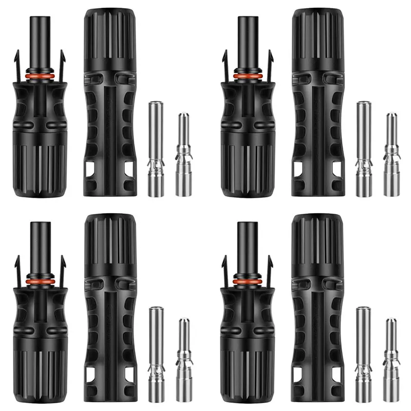 Solar Panel Connector Cable 4 Pairs Solar Connectors kit Waterproof Male/Female 65A 1500V DC Compatible with 10mm&sup2; 8AWG PV Cables