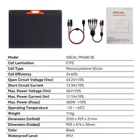 Panneau solaire pliable OSCAL PM200 SE 200W/400W, 24,6% d'efficacité élevée, cellules solaires monocristallines, surface ETFE, étanche IP67, sortie MC4, support réglable pour camping en plein air et camping-car. 7