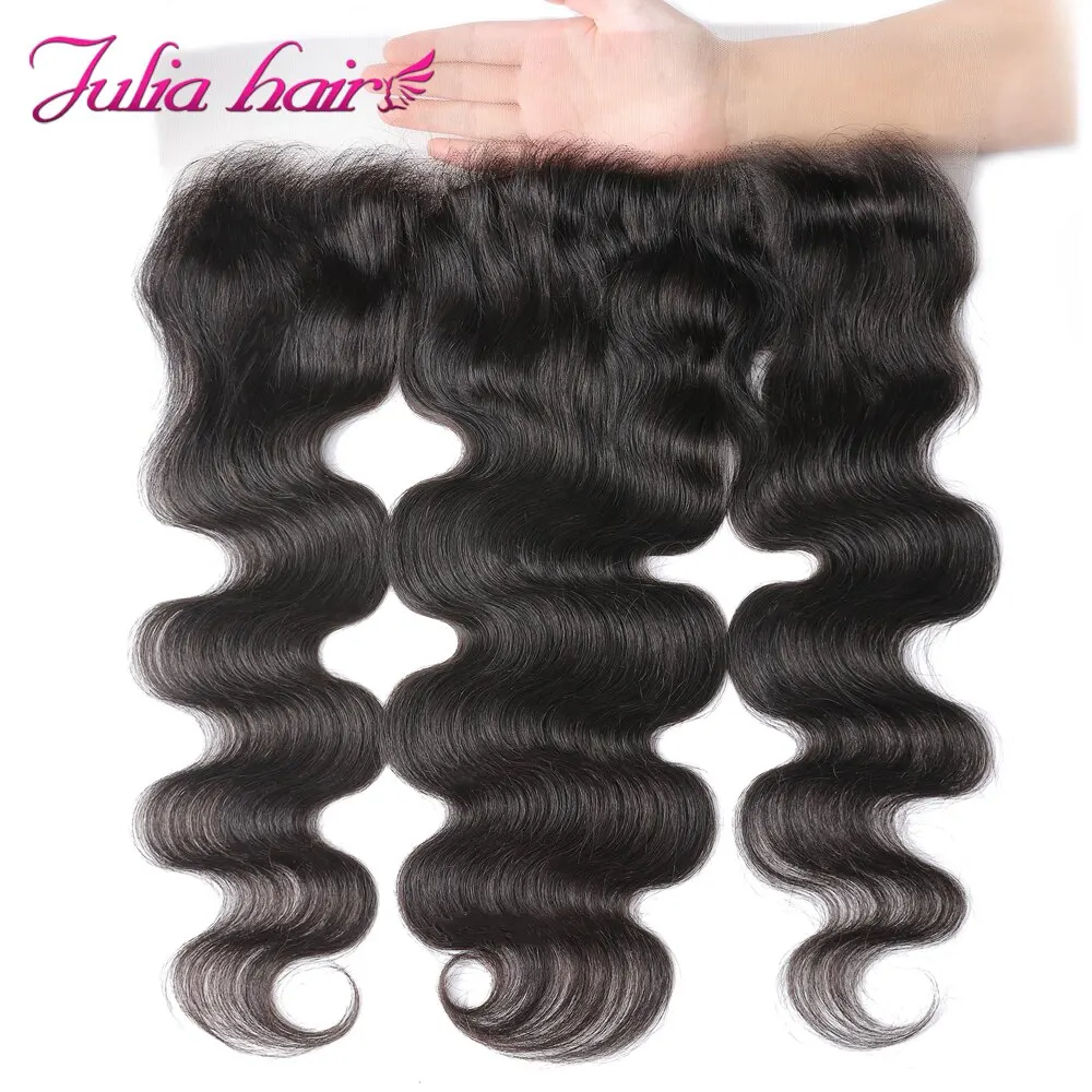 Julia Brazilian Body Wave 13*4 Lace Frontal Closure Pre Plucked Swiss Lace Ear to Ear Free Part Lace Closure Frontal for Women