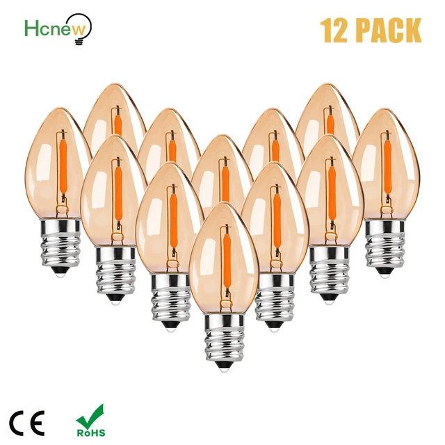 Ampoule LED de remplacement C7, 12 pièces, 0.5W E14 E12 110V 220V, petite  bougie blanche chaude pour lustre, veilleuse - AliExpress