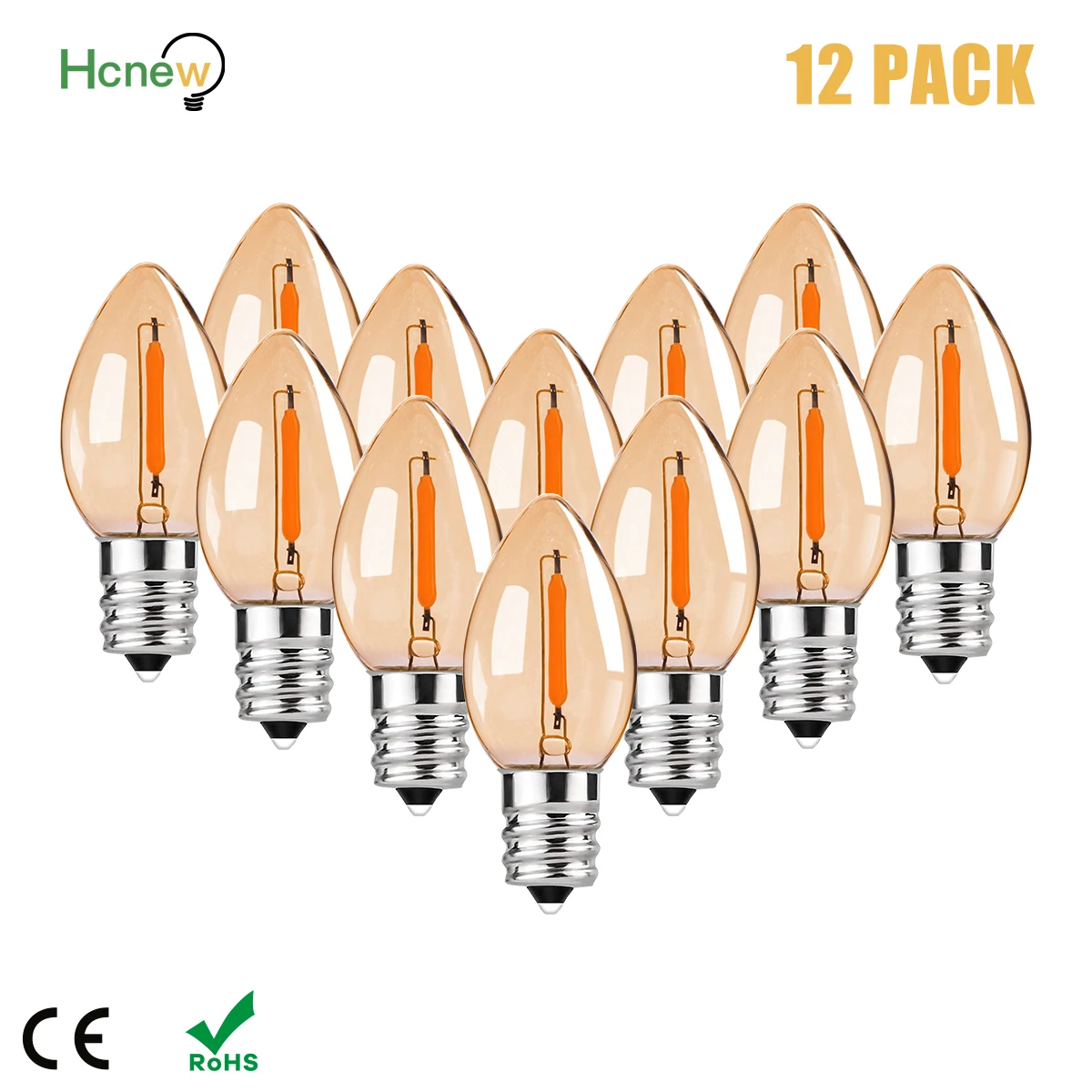 Amber C7 Led Bulb E14 220V E12 110V Filament Lamp 0.5W Retro Vintage  Replaceable Warm White For String Light Christmas Lights