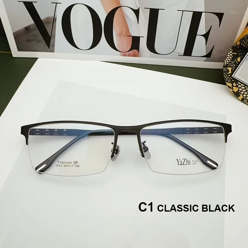 Chashma Semi Rim Titanium Eyeglasses - Angled View