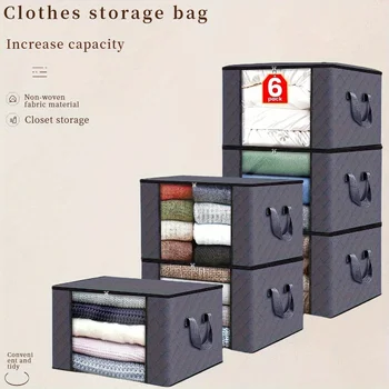 Closet Organizers and Storages Clothes Storage Bag Blanket Storage Foldable Storages Bin Sturdy Sewn By 3 Layers Fabrics with Re