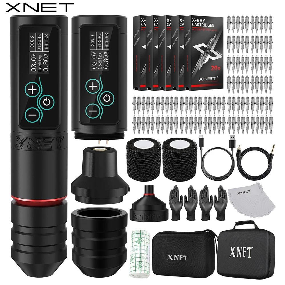 XNET Vane Wireless Tattoo Machine Kit Brushless Motor Tattoo