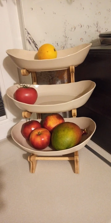 Wooden Elegance: Partitioned Fruit Bowl and Candy Cake Trays photo review