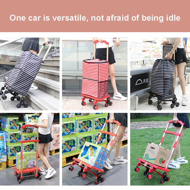 Összecsukható Poggyász Hordozható Kocsikezelés Húzza A Rakomány Pótkocsit 10 Kerekes Otthoni Élelmiszerbolt Kocsi Könnyű Kis Bevásárló Kosár - Image 6
