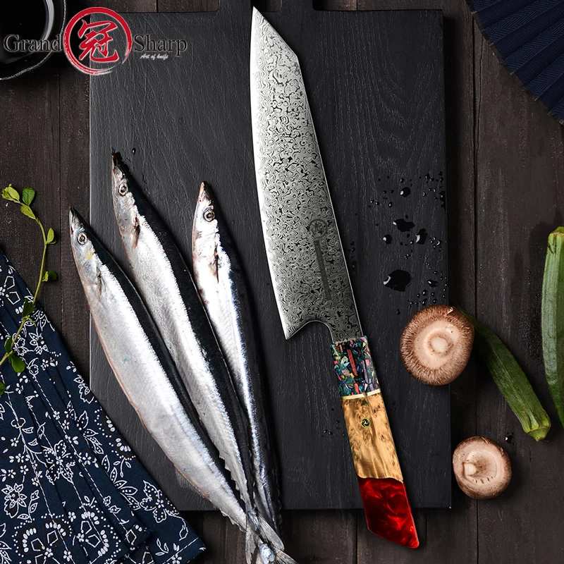 GRANDSHARP 8.5 Pulgadas Damasco Chef Cuchillo Japonés Damasco Acero  Inoxidable Vg10 Cocina Kiritsuke Cuchillo Herramientas De Cocina Con Caja  De Regalo De 38,44 €