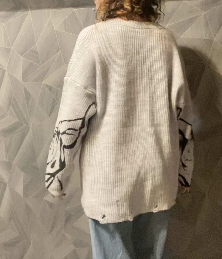 Ecological Village Black White Pullovers Y2k Sweaters photo review