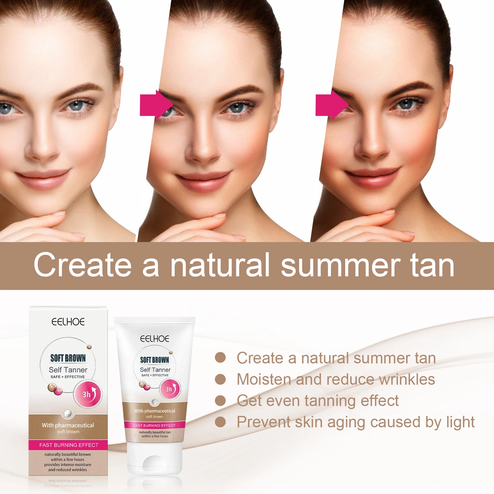 EELHOE Body Bronzer Cream Sun Tanning Protection Fake Tanner Self Tanning Moisturizer Sunless Tanner Body Cream 30ml