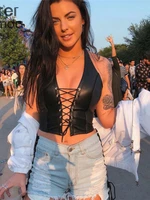 Emma Y2K PU Leather Crop Top 1