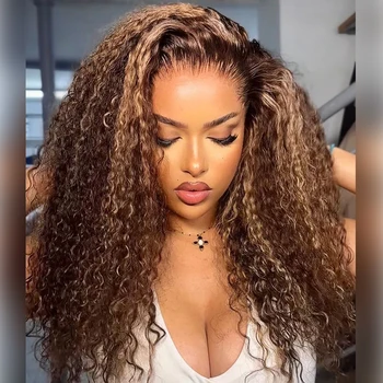 Highlight Wig Human Hair Ombre Hd Lace Wig 13x6 Deep Curly Lace Frontal Human Hair Wig Brazilian 13x4 Water Wave Wigs For Women 1