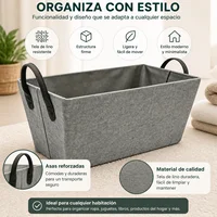 Polyester Storage Basket 40X15X20Cm Reinforced Pu Handles Rigid Structure Multipurpose for Toys Clothes Books Bathroom Bedroom 4