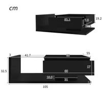 Table basse avec 1 niche de rangement et éclairage LED 16 couleurs, finition brillante, en verre trempé et panneaux, noir 2