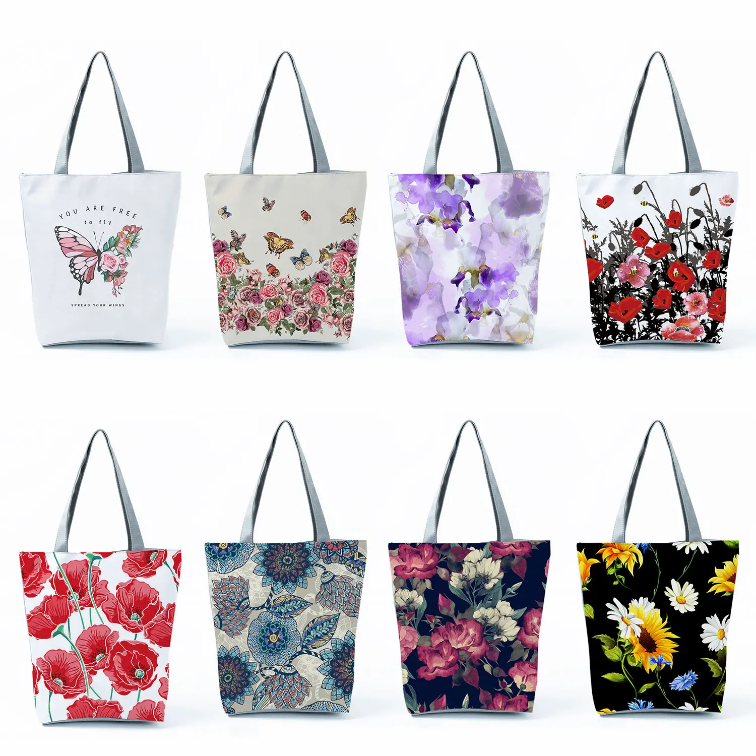 Hot Sale Floral Print women's Shoulder Bag High Capacity Ladies Shopping Bag Eco Reusable Travel Handbag School Student Book Bag