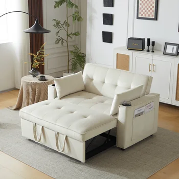 Divano letto pieghevole divano multifunzione con funzione Sleeping, divano letto con portabicchieri e cuscini per soggiorno, Sleeping Zim 1