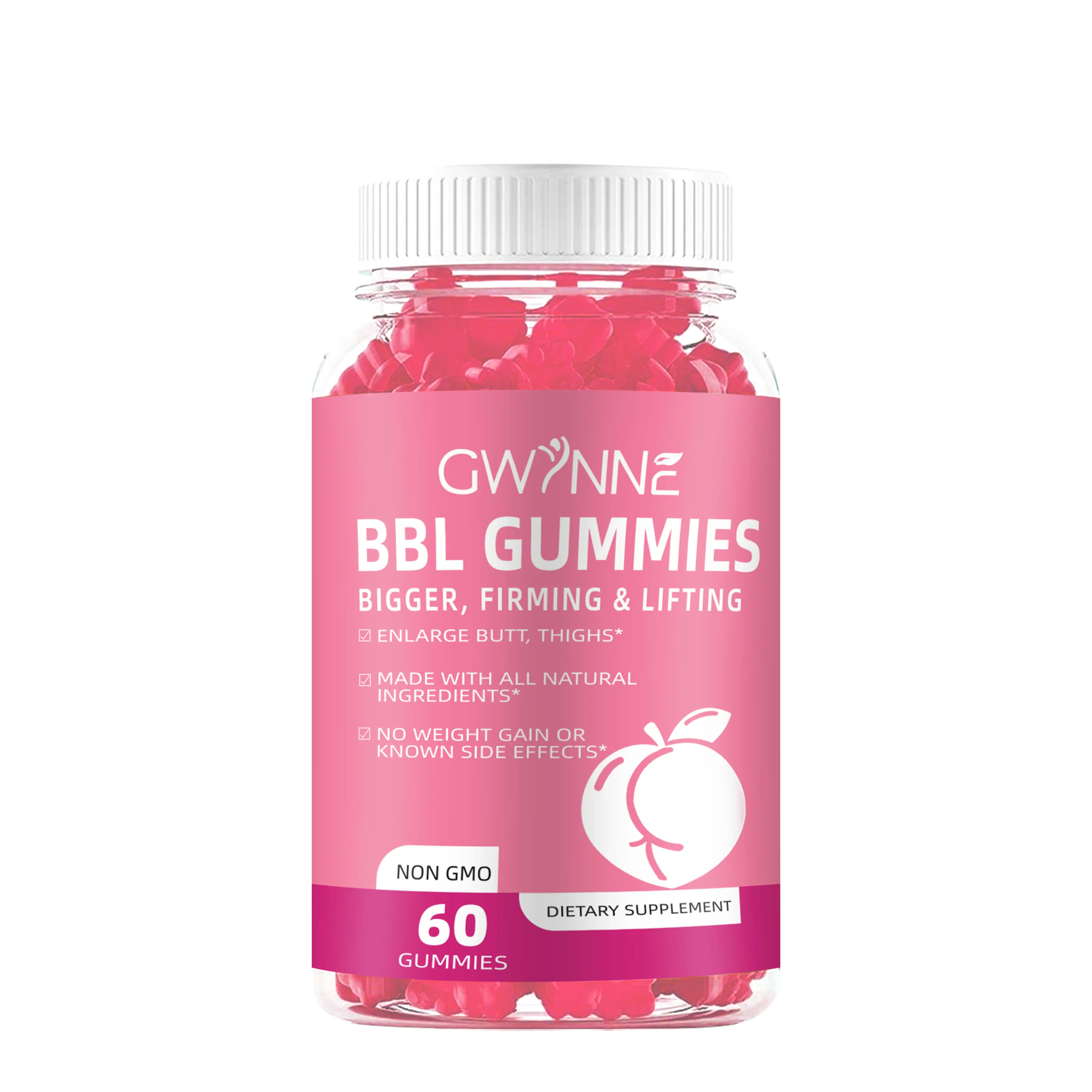 Gwynne Fenogreco BBL Gummies Suplemento Vegano - 60 Gomas Naturales para Levantamiento de Glúteos/Cola | Firmeza y Tonificación | Soporte Hormonal Femenino | Reducción de Flacidez | Con Extractos Botánicos | SG