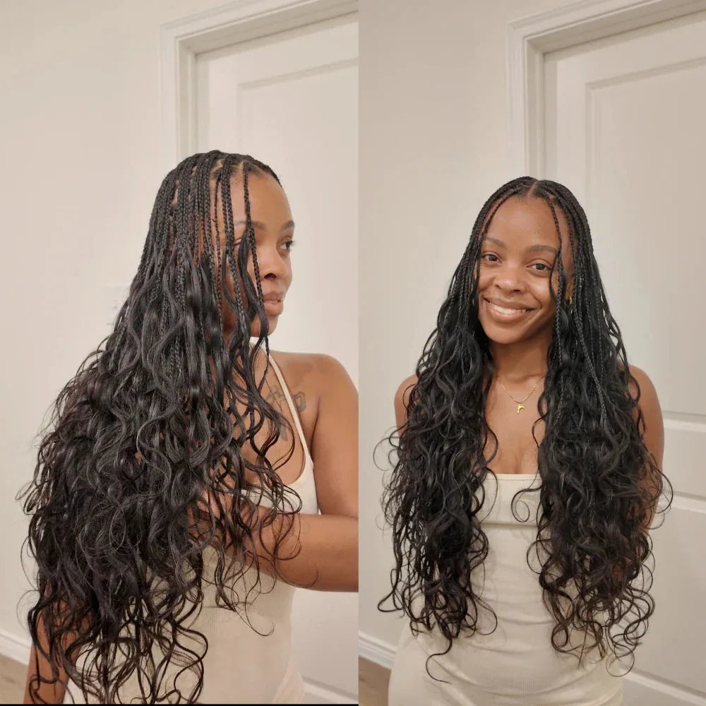 Miracle Knots Crochet Human Hair Extensions for Braiding Feathered Human Crochet Hair Body Wave Boho Braids 100% Raw human hair 4