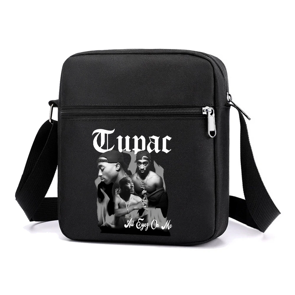 Rapper Tupac 2pac printed Crossbody bag large capacity men shoulder bag mobile phone portable outdoor storage Bag