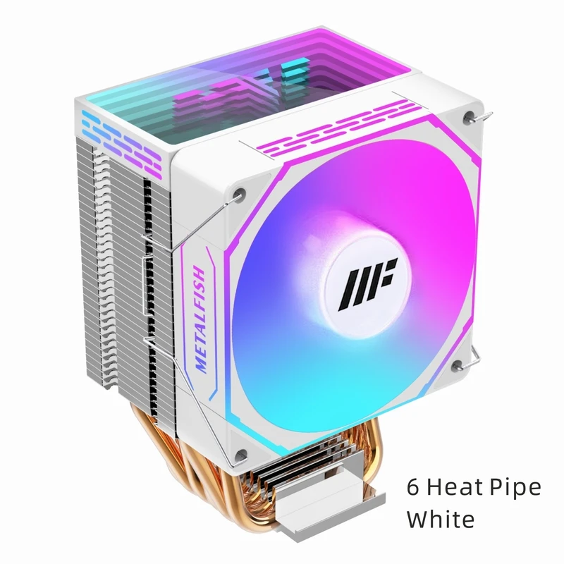 Metalfish-cpu Refrigerador para o pc Radiador Branco 4pin Pwm fã Silencioso do Argb Intel 1700 1200 1150 1155 1156 1366 2011 Am5 Am4 Am3 X99 X79 - Imagem 2