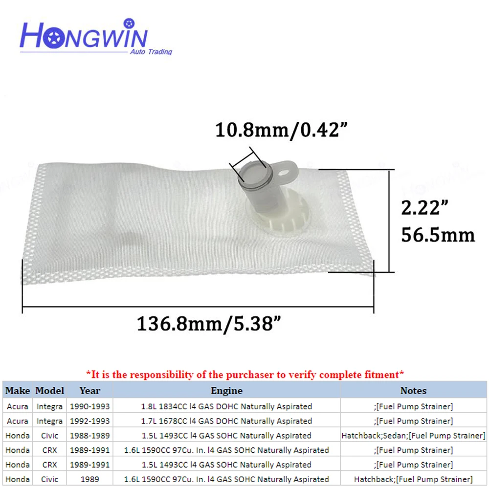 Strainer Fuel Pump Filter 950-0111 17040-S04-L01 17040S01A31 For Acura Integra Honda CRX Civic Odyssey Isuzu Oasis 1.8 1.6 92-01 fuel filter