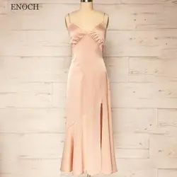 ENOCH Simple V-Neck Side Split Bridesmaid Dresses For Women Sleeveless Backless Party Dresses Custom Made Vestidos De Gala New