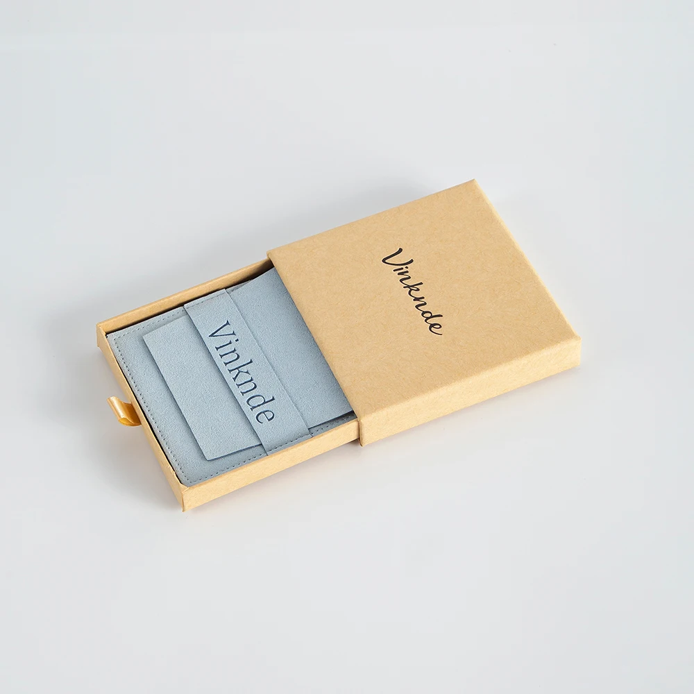 7x7x1,7 cm benutzer definierte Kraft Schmuck Schublade Box mit Mikro faser Tasche Beutel personal isierte Logo kleine Papier Geschenk verpackung Weihnachten – Detail 9