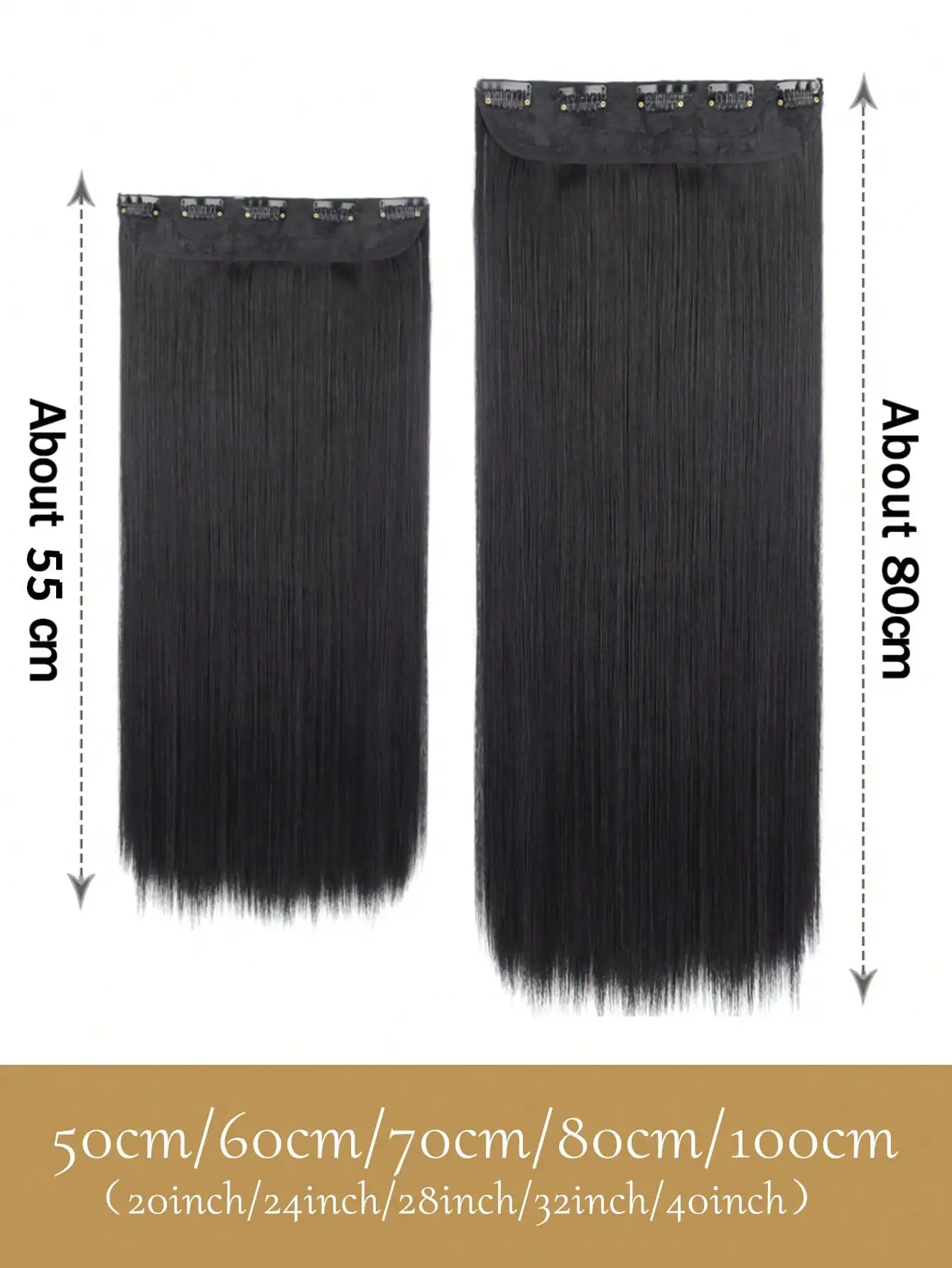 Synthetic Straight Clip In Hair Extension Blonde Black Brown