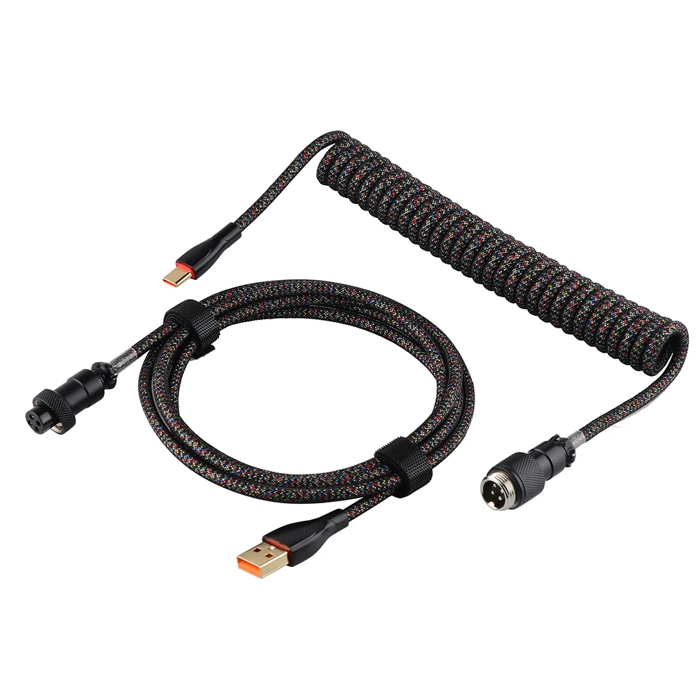 Epomaker-cabo Enrolado Personalizado Manga Dupla Cabo tipo c Conector Aviador Destacável para Teclado Mecânico